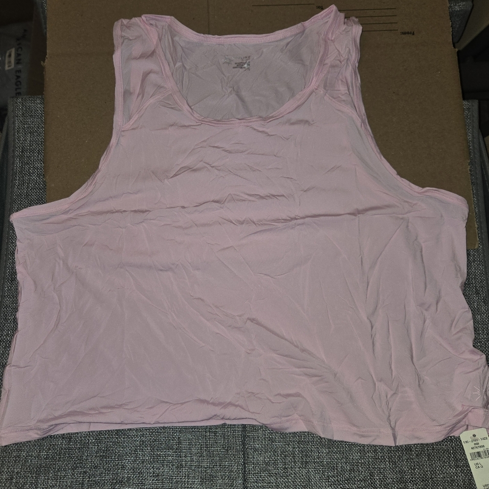 Offline By Aerie Sweat Sesh Cropped Tank - L - Parfait Pink - NWT